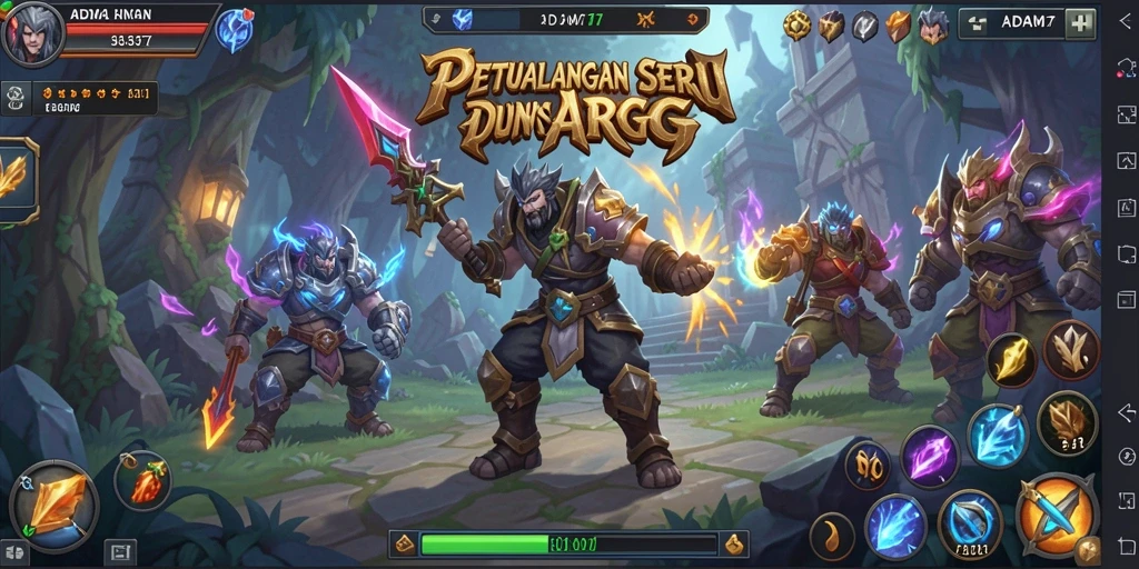 Screenshot utama ADAM77 menampilkan pertarungan epik dalam dunia ARPG.