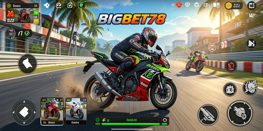 Gameplay menegangkan dari BIGBET78 dengan balapan motor di berbagai trek.