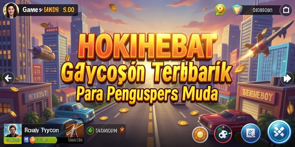 Screenshot HOKIHEBAT menampilkan gameplay dinamis dalam mengelola usaha.