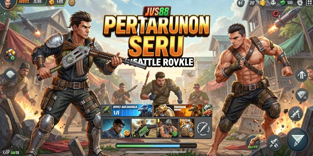 Gameplay mendebarkan dalam pertempuran battle royale di JVS88.