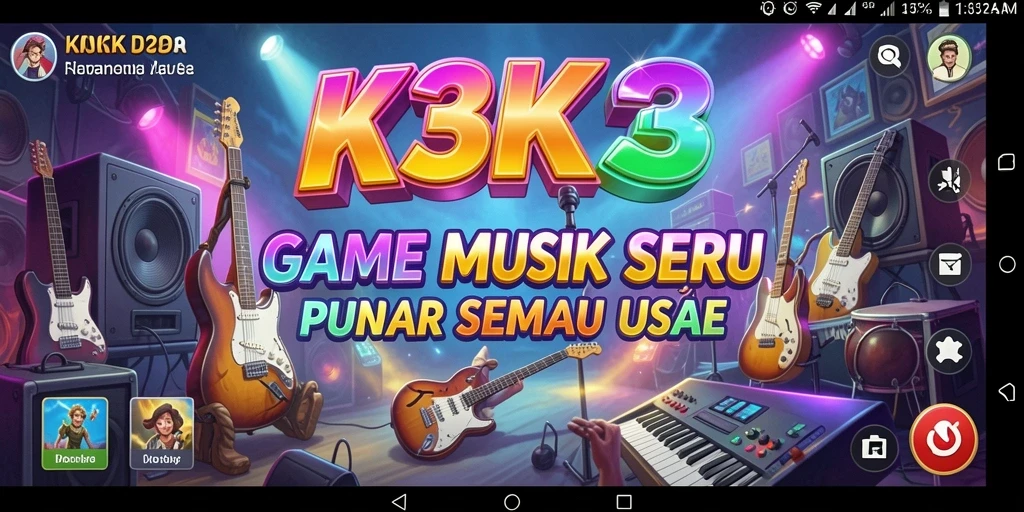 Gameplay K3K3 menampilkan pemain menikmati musik dan tantangan.