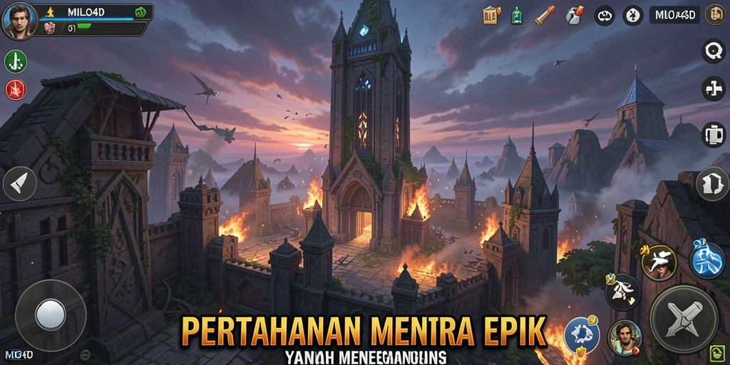 Tampilan gameplay epik dari MILO4D dalam aksi Tower Defense.