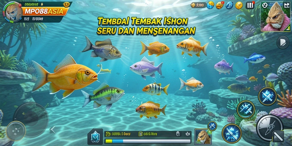Tampilan gameplay MPO88ASIA yang menarik saat menembak ikan.
