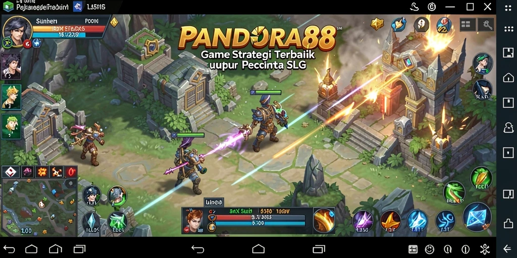 Screenshot PANDORA88 menunjukkan aksi pertempuran epik dalam permainan SLG.