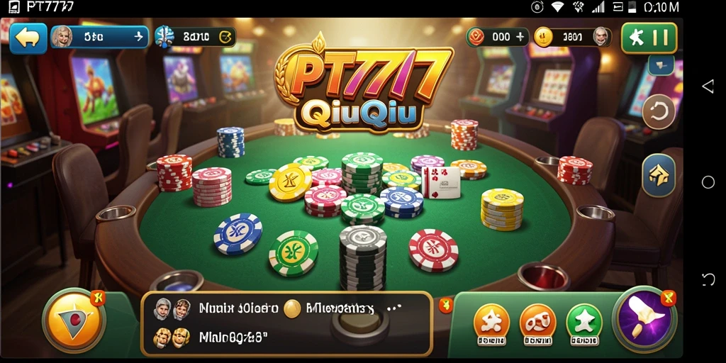 Screenshot utama PT777 menunjukkan serunya gameplay QiuQiu.